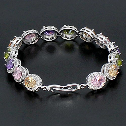 Load image into Gallery viewer, Oval Ladies Tennis Bracelet Garnet White Topaz Amethyst Citrine Peridot Pink Topza 7 inch (Multi Genstones)