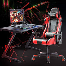 Load image into Gallery viewer, GTRACING Gaming Desk Computer Office PC Gamer Table Racing Style Professional Game Station Z-Shaped with Gaming Controller Tablet Stand &amp; Cup Holder, Black
