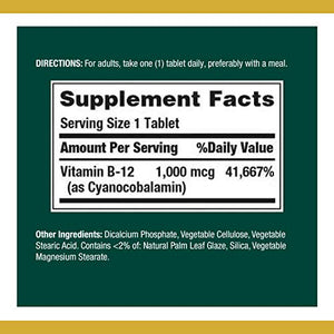 Vitamin B12 by Nature's Bounty, Vitamin Supplement, Supports Energy Metabolism and Nervous System Health, 1000mcg, 200 Tablets