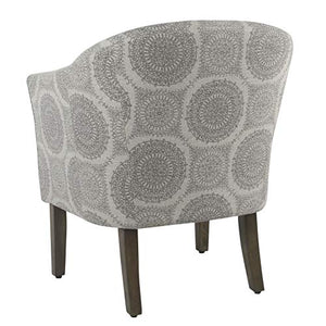 HomePop Barrel Shaped Accent Chair, Grey Medallion