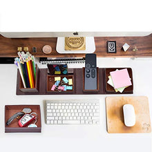 Load image into Gallery viewer, Leather Office Supplies, Desk Organizer Storage Boxes and Accessories, Desktop Storage for Business Cards/Stationery/Pens/Pencils/Mobile Phones(Brown)
