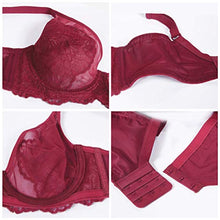 Load image into Gallery viewer, HSIA Women's Minimizer Bra Unlined Underwire Full Figure Lace Bra Plus Size Full Coverage Unpadded Bra 34C-44DDD Burgundy
