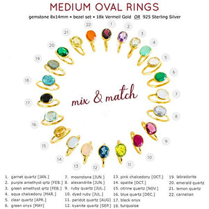 Emerald Quartz ring, stackable ring, Vermeil Gold or silver, bezel set ring, oval ring, green gemstone ring, May Birthstone ring