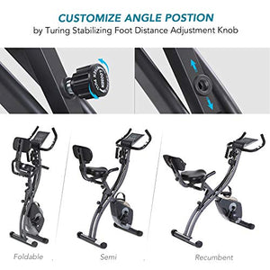 MaxKare Folding Magnetic Upright Exercise Bike w/Pulse Sensor/LCD Monitor Indoor Cycling Bike Stationary Bike Recumbent Exercise Bike with Arm Resistance Bands, Perfect for Home Use