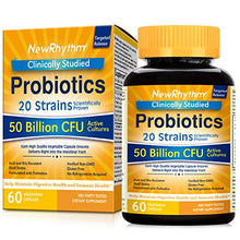 Load image into Gallery viewer, NewRhythm Probiotics 50 Billion CFU 20 Strains, 60 Veggie Capsules, Targeted Release Technology, Stomach Acid Resistant, No Need for Refrigeration, Non-GMO, Gluten Free
