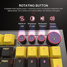Load image into Gallery viewer, Mechanical Gaming Keyboard, PowerLead Wired Keyboard Rainbow RGB Backlit with Detachable Leather Wrist Rest, Programmable Settings with N-Key Flip, for Windows PC/MAC Games (104 Keys, Blue Switch)

