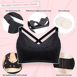 Size-Worriless Pumping Bra Hands Free | Pumping and Nursing Bra in One for Women Plus Size Black