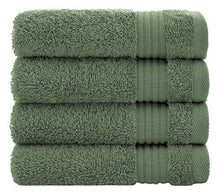 Load image into Gallery viewer, Luxury Turkish Cotton Washcloths for Easy Care, Extra Soft &amp; Absorbent, Fingertip Towels, 4 Pack Washcloth Set by United Home Textile, Sage Green
