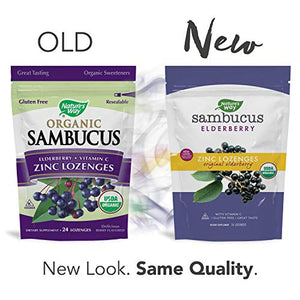 Nature's Way Organic Sambucus Lozenge, Elderberry and Zinc, 24 count pouch (Packaging May Vary)