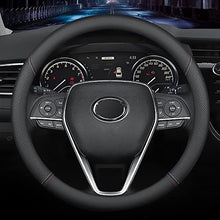 Load image into Gallery viewer, Nappa Premium Leather car Steering Wheel Cover, Non-Slip, Breathable, Universal 15 inches, Black
