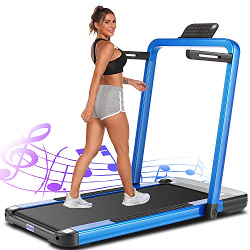 ANCHEER Treadmills for Home,2 in 1 Folding Treadmill Machine with Remote Control and Bluetooth Speaker, New Levels Under Desk Electric Treadmill for Home 265 lbs Weight Capacity
