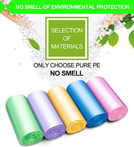 Small Trash Bag, 2.6 Gallon Garbage Bags FORID Bathroom Trash can Liners for Bedroom Home Kitchen 150 Counts 5 Color