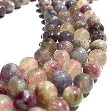 Load image into Gallery viewer, [ABCgems] Brazilian Cherry Tourmaline in Lepidolite (Gorgeous Inclusions- Mohs Hardness 7.5) 10mm Smooth Round Natural Semi-Precious Gemstone Healing Energy Beads
