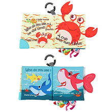 Load image into Gallery viewer, Fish Soft Cloth Book, Crinkle Baby Books Toys Shark Tails Soft Activity Early Education Toy for Babies,Toddlers,Infants,Kids, Teether Ring,Teething Baby Book Baby Shark,Octopus, Ocean Sea Animal Books
