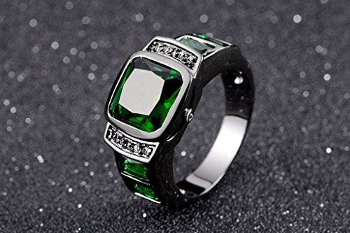 Load image into Gallery viewer, Aunyamanee Jewelry Shop Emerald Cut Size 8,9,10,11 Man's Black 18K Gold Filled AAA Emerald Wedding Rings (10)