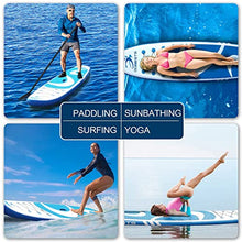 Load image into Gallery viewer, DOBESTS Inflatable Paddle Board Stand-Up Paddleboards 10'6"×33"×6" SUP with Premium Non-Slip Deck, Travel-Backpack Adjustable Paddle, Detachable-Fin, Hand Pump, Safety Leash, Repair Kit Fits (Blue)
