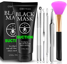 Load image into Gallery viewer, Blackhead Remover Mask Valuable 3-in-1 Kit Nature Nation Purifying Peel Off Mask, With 5 Blackhead &amp; Pimple Comedone Extractors and Silicone Brush, Deep Cleansing Blackheads Removal Mask Kit
