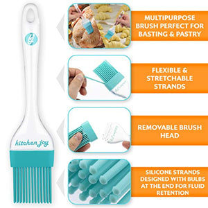 Teal Silicone Pastry Brush for Cooking and Baking, Basting Brush for Oil and Sauce , BBQ Grill Brush Kitchen Joy - Ideal as Turkey Baster, Cooking Brush & Food Pastry Brush for Baking