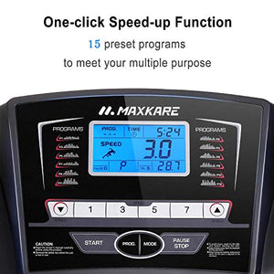 MaxKare Folding Treadmill Electric Motorized Running Machine 17'' Wide Tread Belt w/Incline LCD Display and Cup Holder Easy Assembly with 15 Preset Programs Perfect for Home Use
