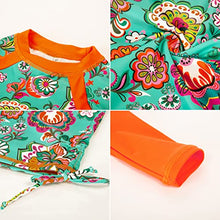 Load image into Gallery viewer, GRACE KARIN Girls Rash Guard Swimsuit Girls Long Sleeve 2-Piece Boyshort Swimwear Orange 6Y
