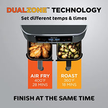 Load image into Gallery viewer, Ninja DZ201 Foodi 8 Quart 6-in-1 DualZone 2-Basket Air Fryer with 2 Independent Frying Baskets, Match Cook &amp; Smart Finish to Roast, Broil, Dehydrate &amp; More for Quick, Easy Meals, Grey
