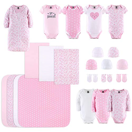 The Peanutshell Newborn Layette Gift Set for Baby Girls | 23 Piece Newborn Girl Clothes & Accessories Set | Fits Newborn to 3 Months | Floral