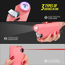 Load image into Gallery viewer, Guard Dog Self-Defense Kit w/Red Pepper Spray &amp; Stun Gun w/Flashlight, up to 16 ft, 175 Lumens, Rechargeable Battery, Safety Switch, USB Charging Cord (Pink)
