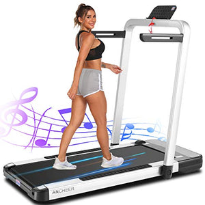 ANCHEER Treadmill, 2 in 1 Folding Treadmill with Remote Control and Bluetooth Speaker, 2.25HP Under Desk Electric Treadmil Machine for Exercise,Installation-Free