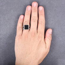 Load image into Gallery viewer, chimoda Mens Silver Ring with Black Onyx Stone in 925 Sterling Turkish Handmade Jewelry Men’s Rings (10)
