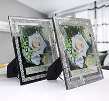 Load image into Gallery viewer, Crushed Diamond Wedding Mirror Photo Frame, Crystal Silver Glass Picture Frame For Photograph Size 8x10 inch, Pack of 2 Pieces, table top Stand frame &amp; Wall Frame. Bling Sparkle Crushed Diamond Home Decor.
