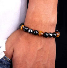Load image into Gallery viewer, KIOMOY Triple Protection Bracelet For Protection Bring Luck And Prosperity Hematite Black Obsidian Tiger Eye Stone Bracelets (Tiger Eye)
