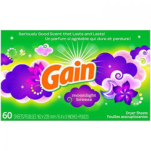 Gain Dryer Sheets - Moonlight Breeze - 60 Count Dryer Sheets Per Box - Pack of 2 Boxes