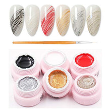 Load image into Gallery viewer, Yelna 6 Colors Spider Gel Nail Polish Matrix Gel Nail Painting Drawing Line DIY Patterns Design Soak Off LED UV Gel Nail Art Decoration Kit with Nail Brush
