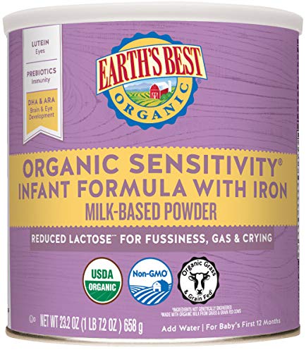 Earth's Best Organic Low Lactose Sensitivity Infant Formula with Iron, Omega-3 DHA & Omega-6 ARA, 23.2 Ounce