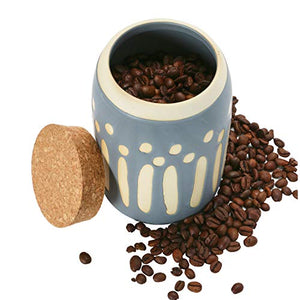 Creative Co-Op Debossed Stoneware Pattern & Cork Lid, Grey Canister