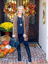 Load image into Gallery viewer, Shirt Cardigan for Women Printed Cardigan Leopard Coat Long Sleeve Open Front Cardigan Top w Pockets Brown
