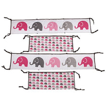 Load image into Gallery viewer, Bacati - Elephants Pink/Grey 10-Piece Nursery in a Bag Girls Baby Nursery Crib Bedding Set with Bumper Pad
