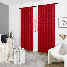 Load image into Gallery viewer, Deconovo Blackout Back Tab and Rod Pocket Curtains Drapes for Sliding Glass Door, 95 Inches Long, Pack of 2 - Light Blocking Curtains with Wave Line Dots Pattern (52 x 95 Inch, Red, 2 Panels)
