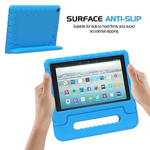 MoKo Case for Fire HD 10 Tablet (5th/7th/9th Generation, 2015/2017/2019 Release), Kids Shock Proof Convertible Handle Light Weight Super Protective Stand Cover Case for Fire HD 10.1 Inch, Blue