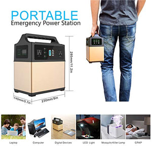 MAXOAK Portable Generator Power Station 400Wh Solar Generator 2AC Outlet 110V/300W Lithium Emergency Battery Backup Quiet Sine Power Storage for Outdoor CPAP Camping Hunting AC/Car/Sun Recharge