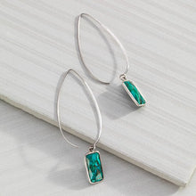 Load image into Gallery viewer, Silpada &#39;Oasis&#39; Compressed Turquoise Wire Drop Earrings in Sterling Silver
