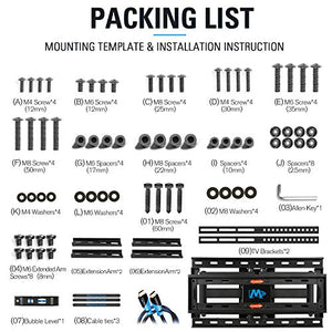 Mounting Dream TV Mount Full Motion TV Wall Mounts for 26-55 Inch Flat Screen TV, Wall Mount TV Bracket with Dual Arms, Max VESA 400x400mm and 99 LBS, Fits 16", 18", 24" Studs MD2380-24K TV Mounts