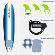 Load image into Gallery viewer, Wavestorm 8ft Classic Longboard Surfboard (Blue Green) (AZ21-WSSF800-SGN-1PK)
