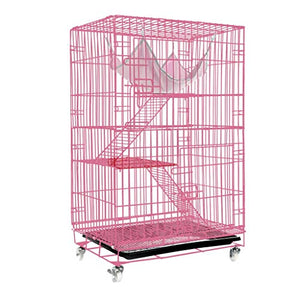 kkkki Luxury 3-Tier Cat Ferret Cage Portable Cat Home Fold Pet Cat Cage Playpen