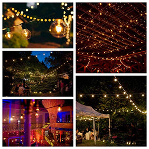 100 Foot Globe String Lights - 105 G40 Clear Bulbs (5 Extra) - Black Wire - Outdoor String Lights for Patio Cafe Bistro Deck Backyard Market Party and Wedding Lighting