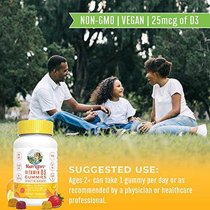 Vitamin D3 Gummies | D3 Vitamin Vegan Plant Based Gummies from Lichen | VIT D3 Gummies Non-GMO, Vegan, Gluten Free | 2 Month Supply
