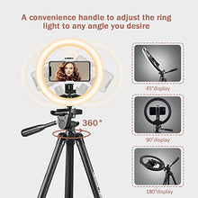 Load image into Gallery viewer, UBeesize 10" Selfie Ring Light with 50" Extendable Tripod Stand &amp; Flexible Phone Holder for Live Stream/Makeup/YouTube Video
