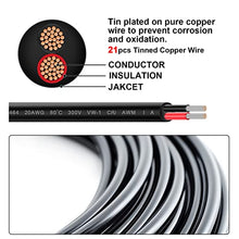 Load image into Gallery viewer, Geosiry Electrical Wire - 20Ft 20AWG Tinned Copper Hookup Wire, 2 Core Flexible Extension Power Cord for Auto，Insulated Stranded Cable for Outdoor Lighting Boat Marine Solar -Black(20AWG 20Ft)

