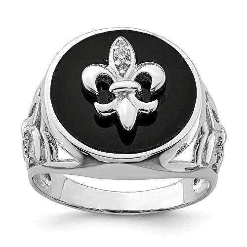 925 Sterling Silver Cubic Zirconia Cz Black Onyx Band Ring Size 9.00 Man Natural Stone Fine Jewelry For Dad Mens Gifts For Him