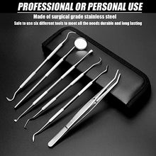 Load image into Gallery viewer, Dental Tools Stainless Steel Dental Pick Dental Floss Dental Hygiene Tool Set Tooth Scraper Plaque Tartar Remover Dental Tweezers Gum Floss for Personal Oral Care &amp; Pet Use (6 Pack)
